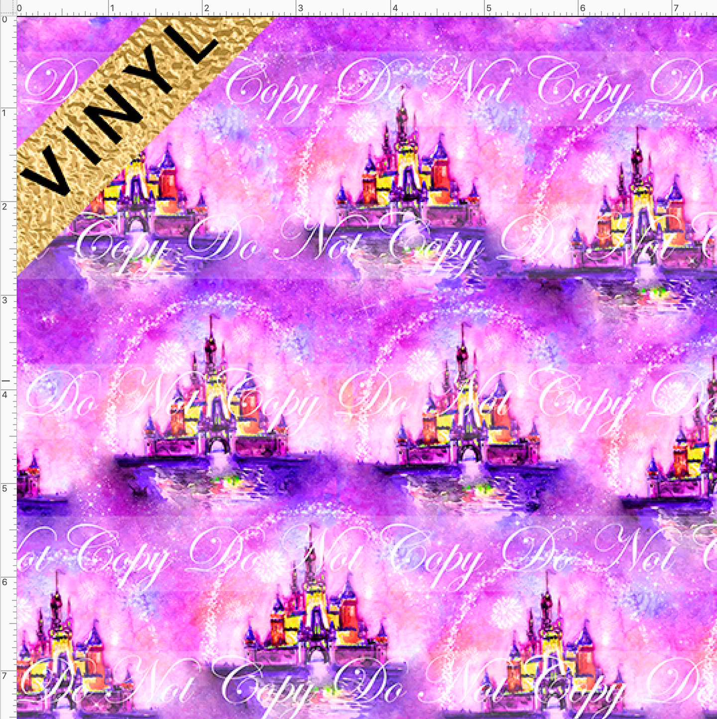 Watercolor Castles - Pink - Vinyl - Matte