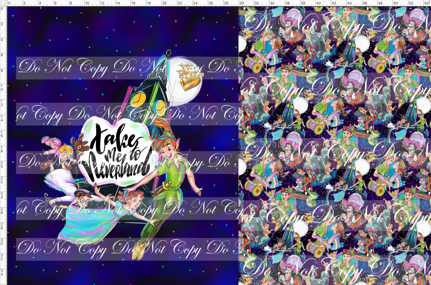 CATALOG - PREORDER R61 - Pixie Dust - Take Me To Neverland - Toddler Blanket Topper - Navy