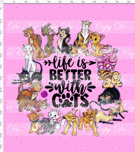 CATALOG - PREORDER R63 - Kitty Love - Adult Blanket Topper - Life Is Better - Pink