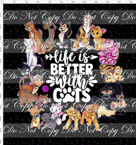 CATALOG - PREORDER R63 - Kitty Love - Adult Blanket Topper - Life Is Better - Black