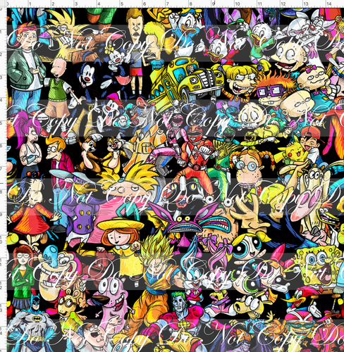 CATALOG - PREORDER R63 - 90s Toons - Main - Colorful Black Background - LARGE SCALE