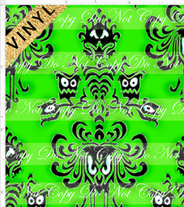 Haunted Mansion Mash - Wall Paper - Green - Vinyl - Matte