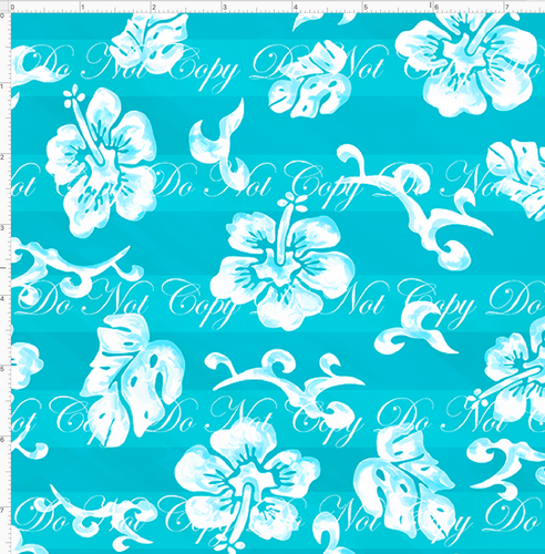 Retail - Tiki Room - Floral - Blue - REGULAR SCALE