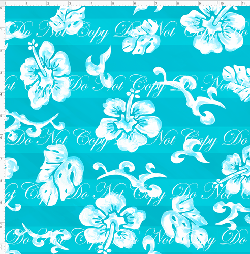 Retail - Tiki Room - Floral - Blue - LARGE SCALE