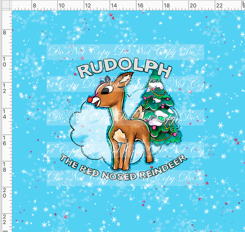 Retail - Red Nosed Reindeer - Panel - With Words - Blue - ADULT