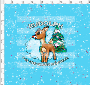Retail - Red Nosed Reindeer - Panel - With Words - Blue - ADULT