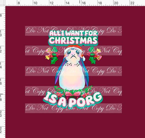 PREORDER - Merry Porgmas - Panel - All I Want - Plain Porg - Red - ADULT
