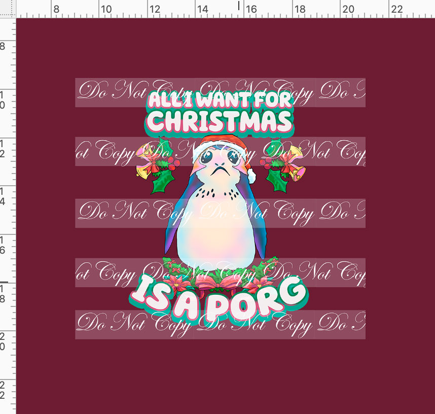 Retail - Merry Porgmas - Panel - All I Want - Plain Porg - Red - ADULT