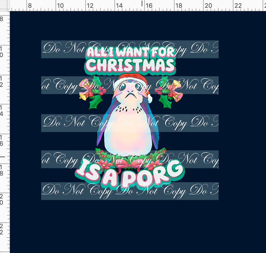 Retail - Merry Porgmas - Panel - All I Want - Plain Porg - Navy - ADULT