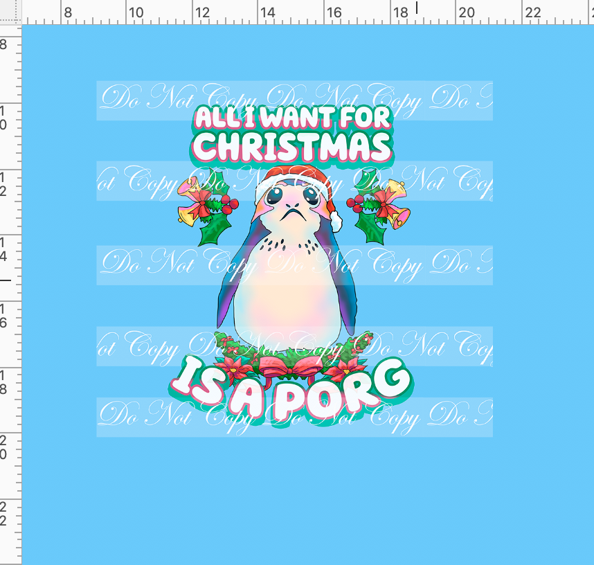 Retail - Merry Porgmas - Panel - All I Want - Plain Porg - Light Blue - ADULT