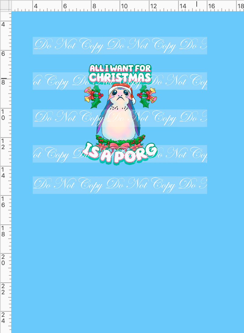 Retail - Merry Porgmas - Panel - All I Want - Plain Porg - Light Blue - CHILD