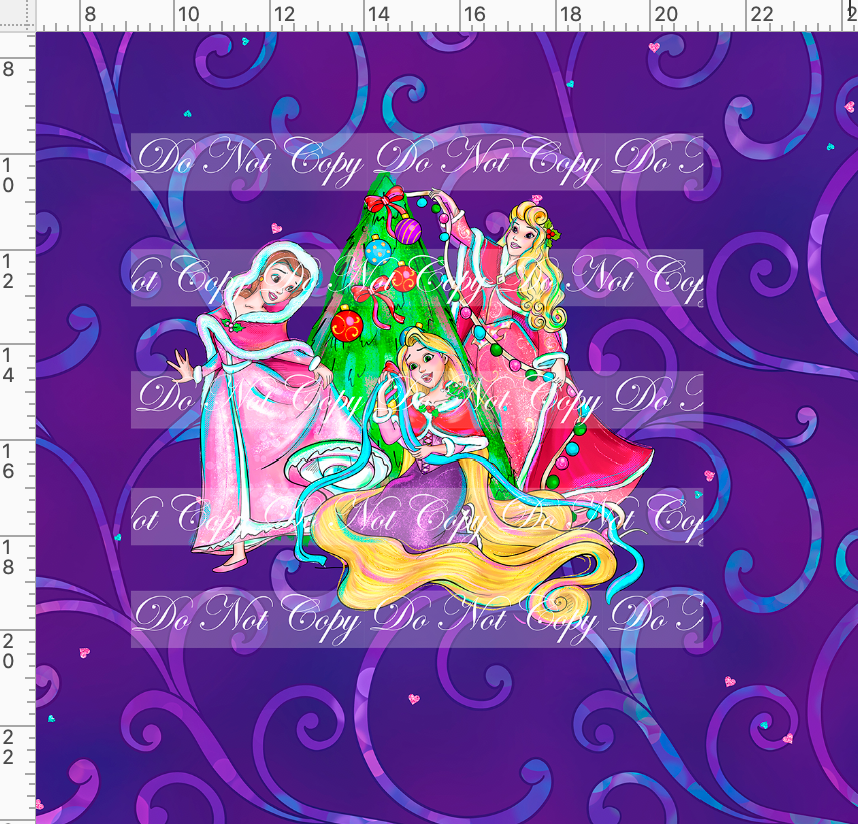 CATALOG - PREORDER - Holiday Princess Cheer - Belle, Hair, Sleep - Panel - Purple - ADULT