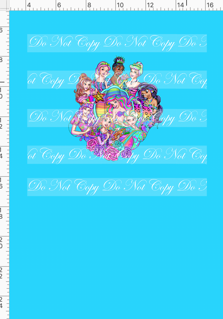 CATALOG - PREORDER R74 - LF Princesses - Panel - All Princesses - Blue - CHILD