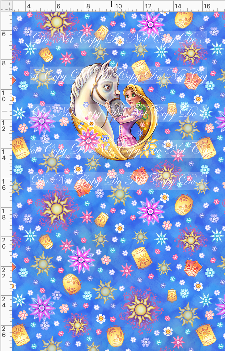 CATALOG - PREORDER R74 - Flower Gleam and Glow - Panel - Horse - Blue - CHILD