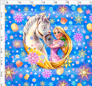 CATALOG - PREORDER R74 - Flower Gleam and Glow - Panel - Horse - Blue - ADULT