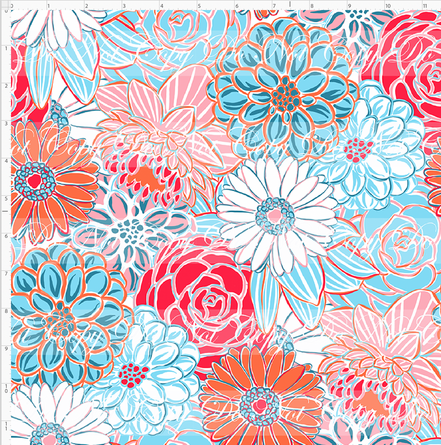 PREORDER - NON EXCLUSIVE - Preppy - Blue and Orange Floral - REGULAR SCALE