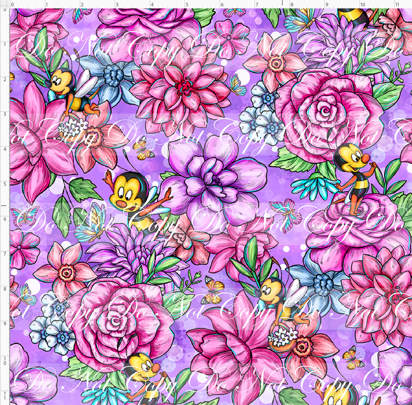 Retail - Festive Flowers - Bee Floral - Purple - REGULAR SCALE