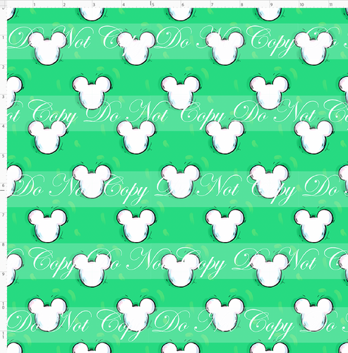 PREORDER - Mouse Heads - 1 inch - Green and White