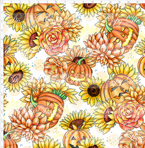 CATALOG - PREORDER R90 - Falling in Love - Floral - Pumpkins - White - LARGE SCALE