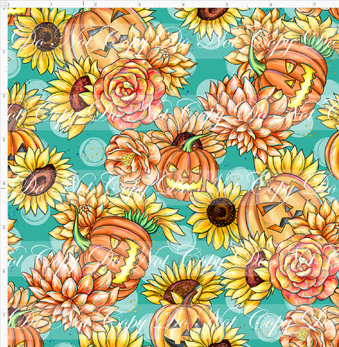 CATALOG - PREORDER R90 - Falling in Love - Floral - Pumpkins - Teal - SMALL SCALE