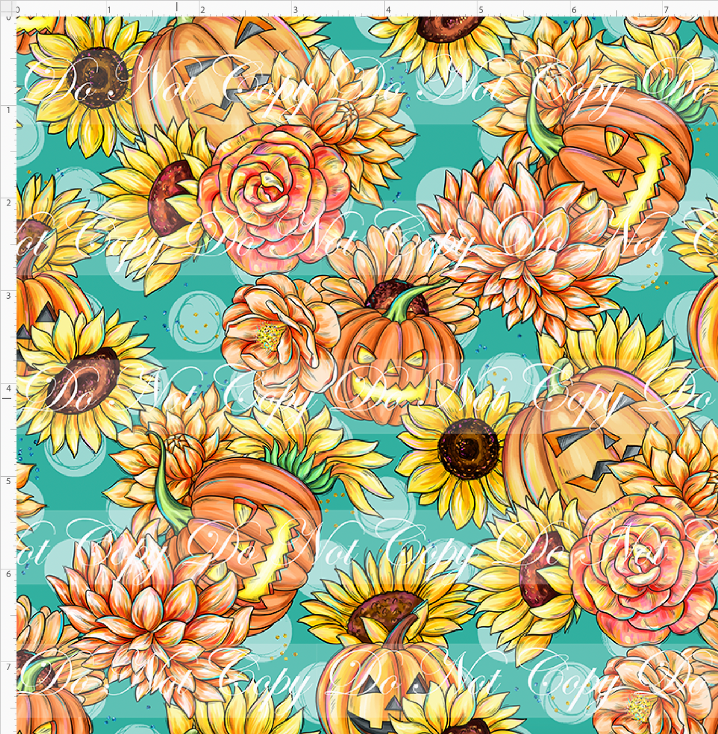 CATALOG - PREORDER R90 - Falling in Love - Floral - Pumpkins - Teal - SMALL SCALE