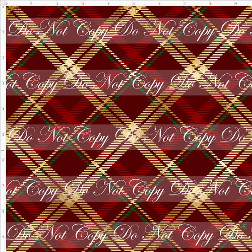 Retail - Burgundy and Gold Foil Plaid
