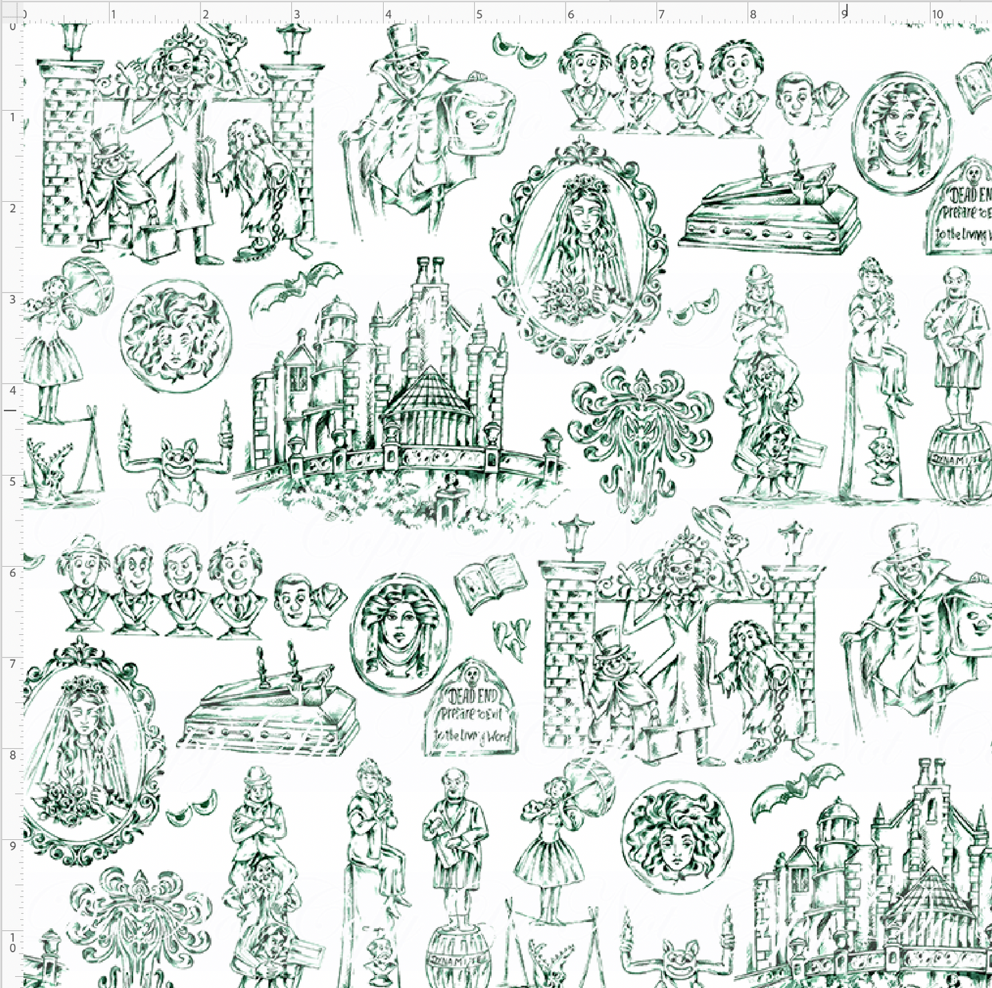 CATALOG - PREORDER R95 - Haunted Toile - Main - Green - REGULAR SCALE