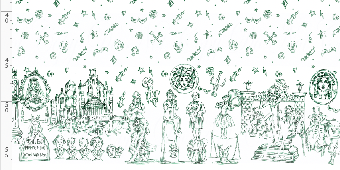 CATALOG - PREORDER R95 - Haunted Toile - Double Border - Green