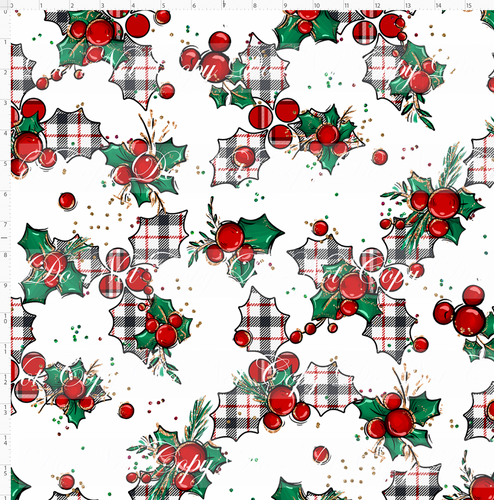 PREORDER - Christmas Mouse Classic - Holly - White Large Plaid - LARGE SCALE