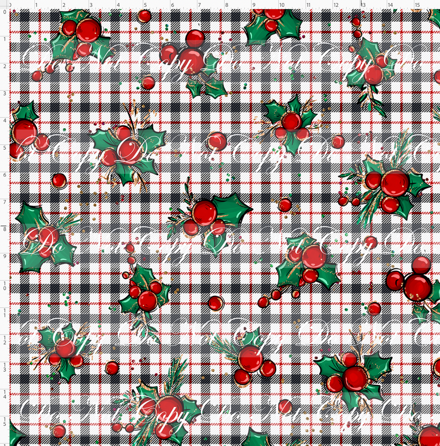 PREORDER - Christmas Mouse Classic - Holly - Plaid - LARGE SCALE