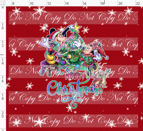PREORDER - Winter Wonderland on Main Street - Panel - Red - Mouse with Words - ADULT