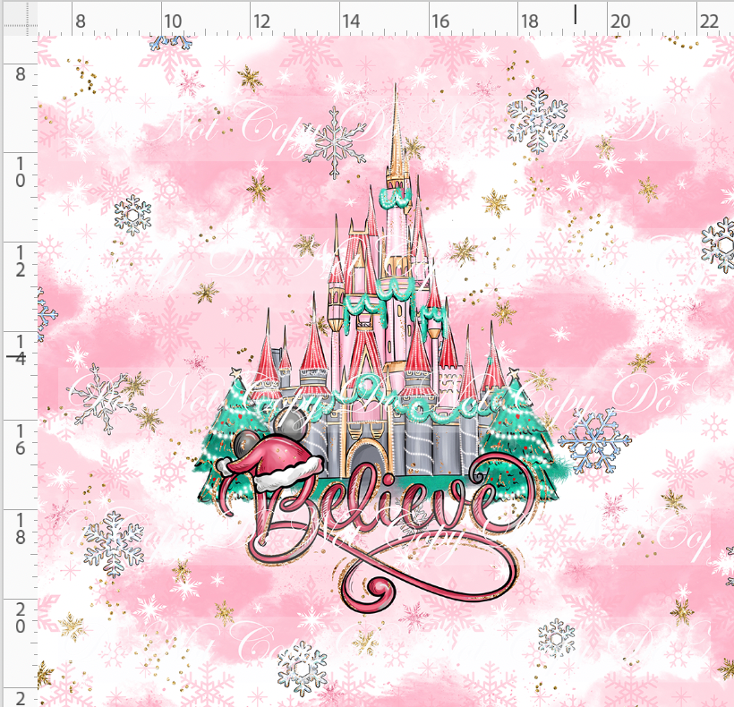 PREORDER - Advent Christmas Collection - Panel - Pink - Believe - ADULT
