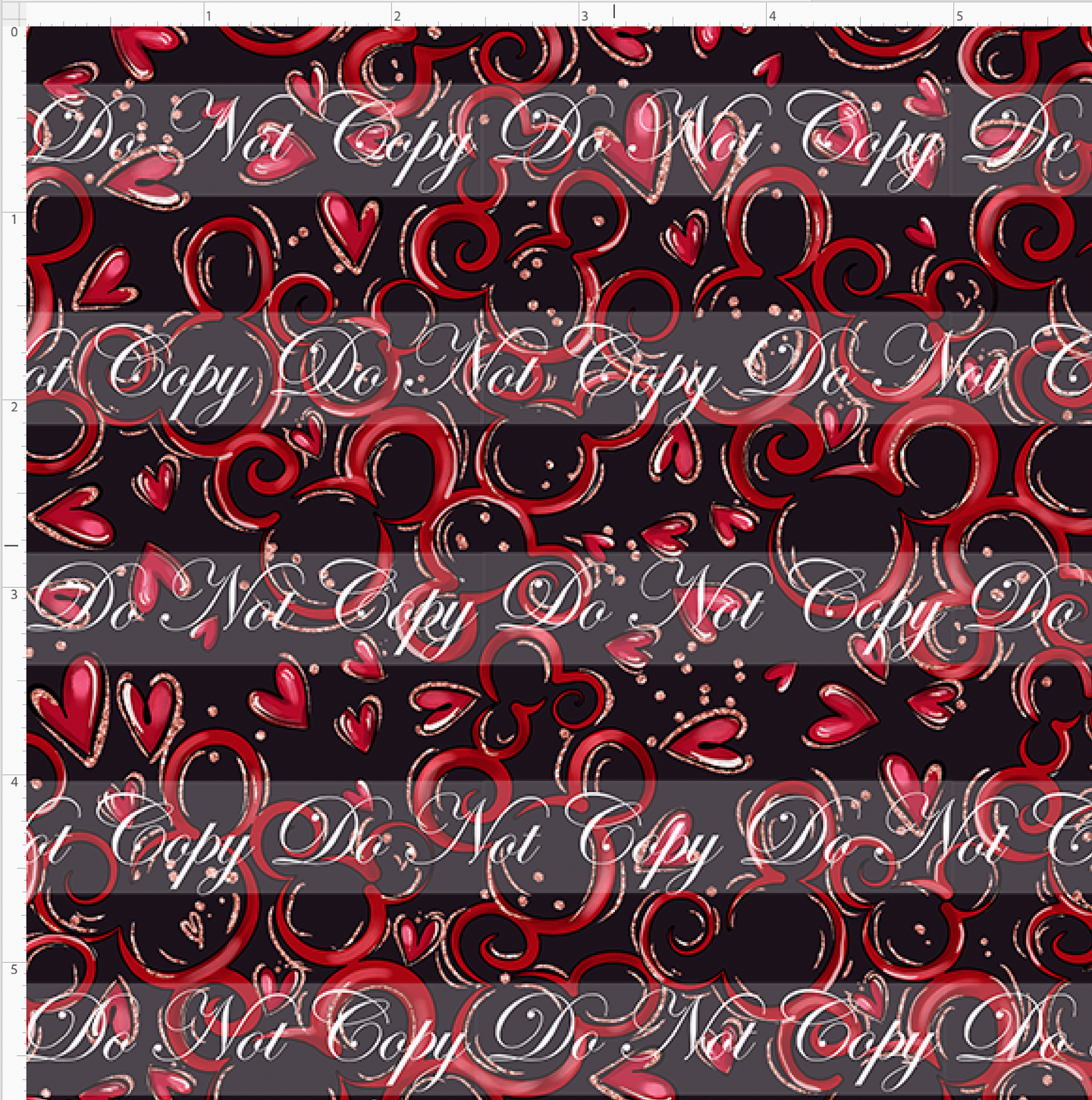 CATALOG - PREORDER R103 - A Mouse Love Story - Mouse Heart Swirls - Red Black - MINI SCALE