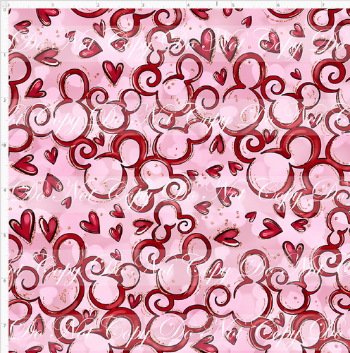 CATALOG - PREORDER R103 - A Mouse Love Story - Mouse Heart Swirls - Red Pink - SMALL SCALE