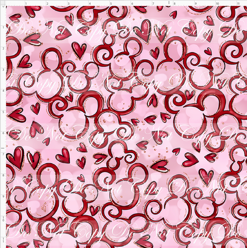CATALOG - PREORDER R103 - A Mouse Love Story - Mouse Heart Swirls - Red Pink - REGULAR SCALE