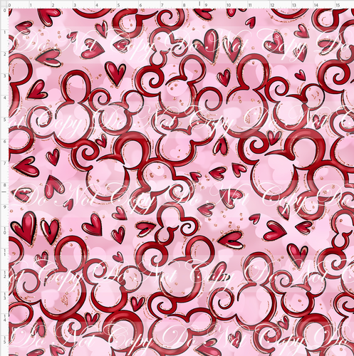 CATALOG - PREORDER R103 - A Mouse Love Story - Mouse Heart Swirls - Red Pink - LARGE SCALE