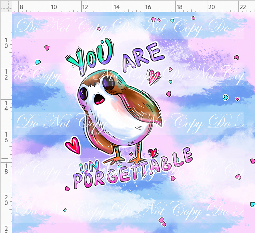 Retail - Valentine Star Doodles - Panel - Pink - Porg - ADULT