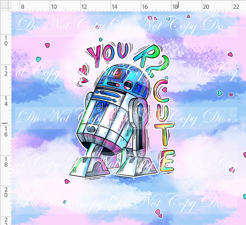 Retail - Valentine Star Doodles - Panel - Pink - R2Cute - ADULT