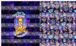 CATALOG - PREORDER R117 - Valentine Star Doodles - Toddler Blanket Topper - Dark - Gold Droid