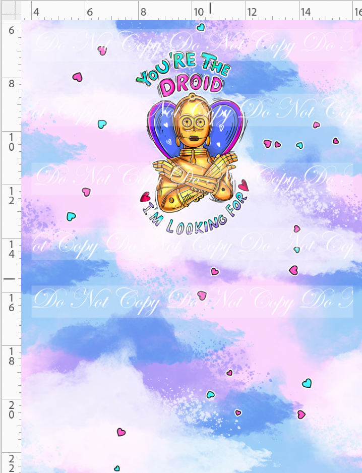 CATALOG - PREORDER R117 - Valentine Star Doodles - Panel - Pink - Gold Droid - CHILD