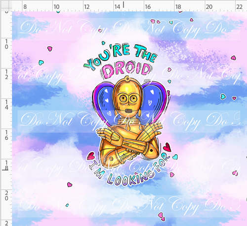 CATALOG - PREORDER R117 - Valentine Star Doodles - Panel - Pink - Gold Droid - ADULT