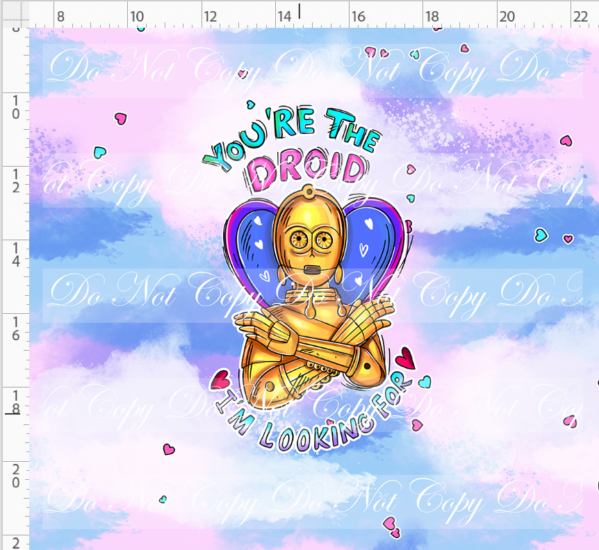 CATALOG - PREORDER R117 - Valentine Star Doodles - Panel - Pink - Gold Droid - ADULT