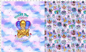 CATALOG - PREORDER R117 - Valentine Star Doodles - Toddler Blanket Topper - Pink - Gold Droid