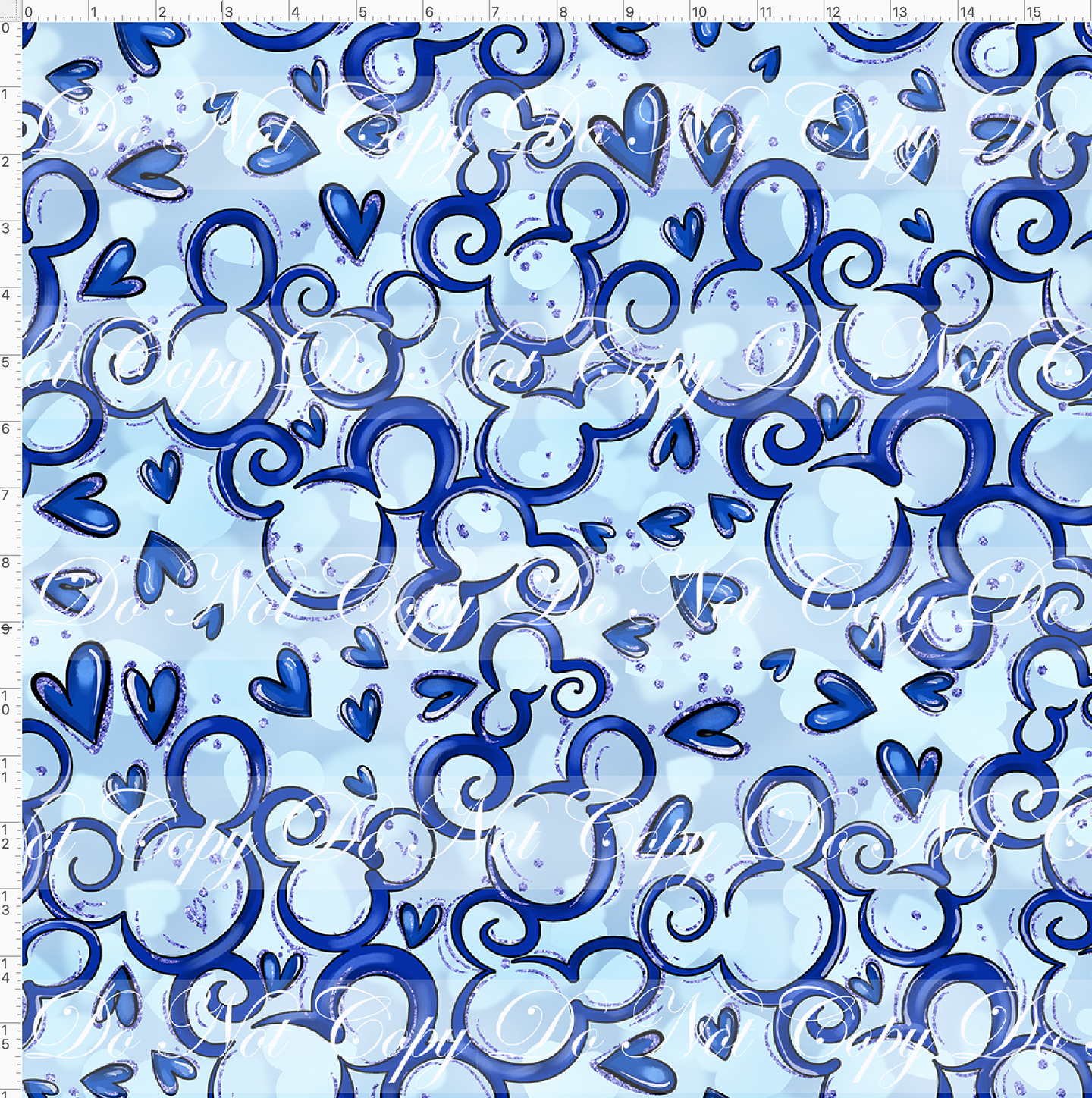 PREORDER - Mouse Heart Swirls - Blue - LARGE SCALE