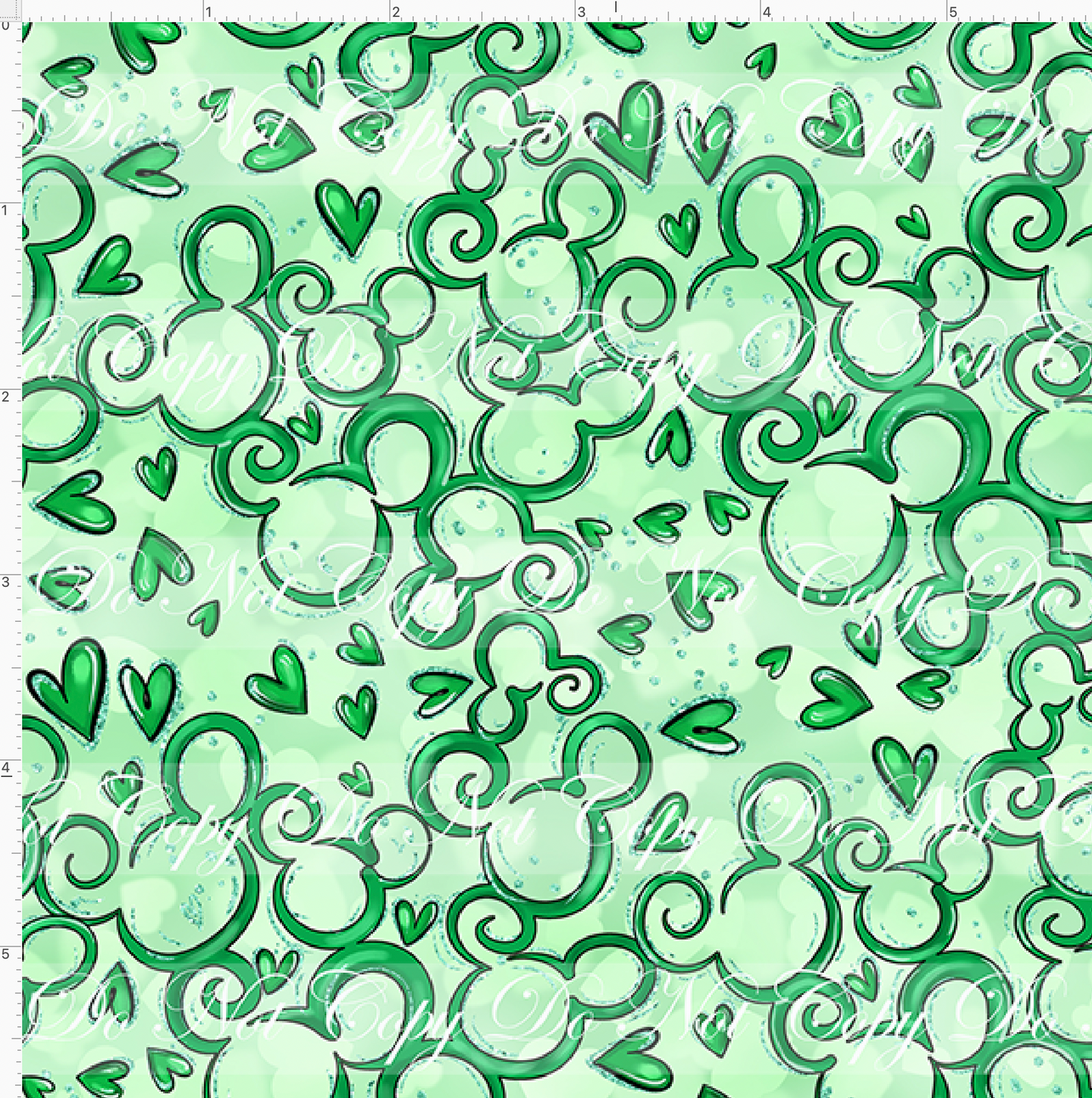 CATALOG - PREORDER - Mouse Heart Swirls - Green - MINI SCALE