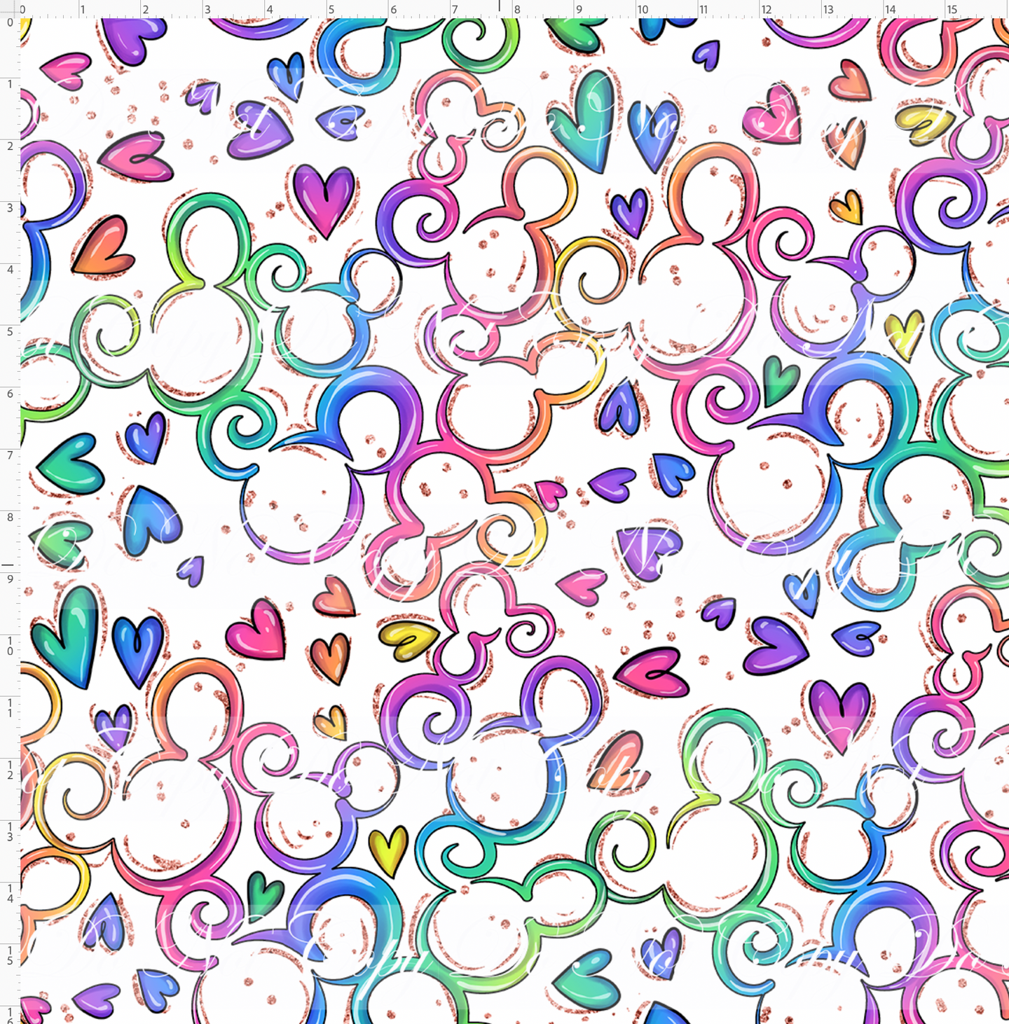 PREORDER - Mouse Heart Swirls - Colorful - LARGE SCALE