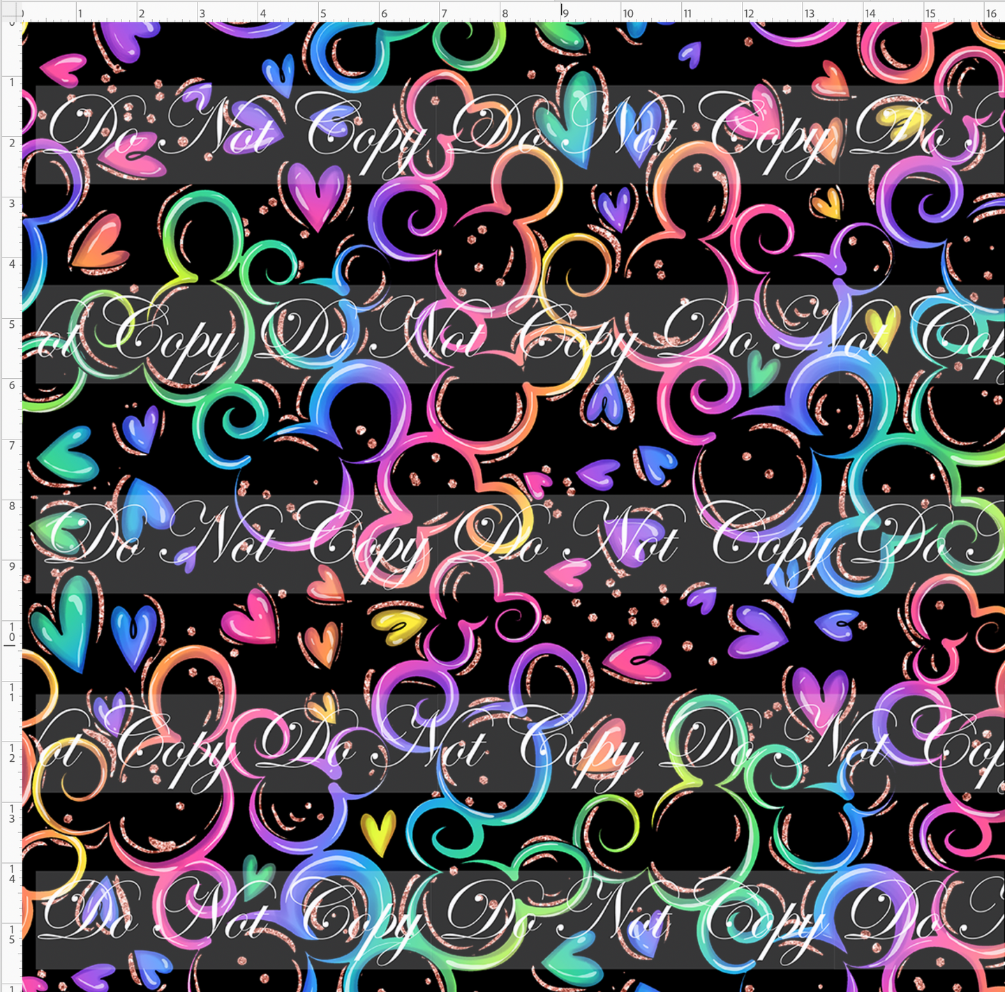 CATALOG - PREORDER - Mouse Heart Swirls - Black - LARGE SCALE