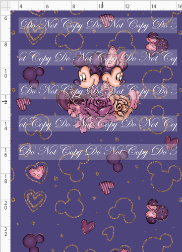 CATALOG - PREORDER R104 - Blushing Mouse - Sitting Mouse - Panel - CHILD - Blue Purple