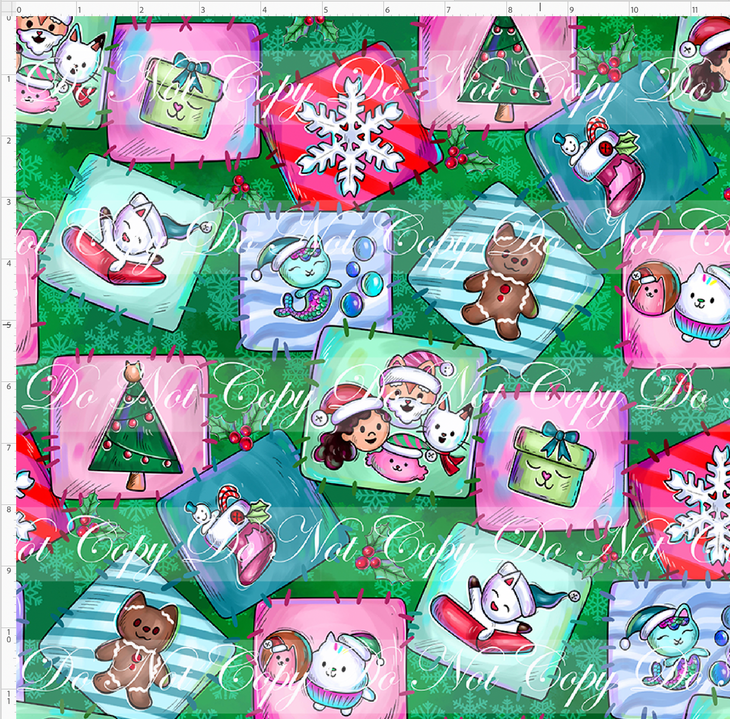 PREORDER - Catabulous Christmas - Quilt - Green - REGULAR SCALE