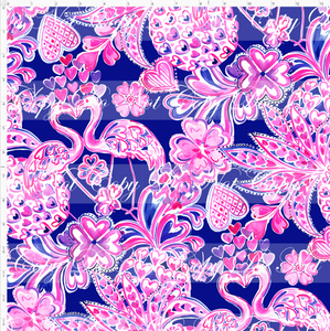 Retail - LP Inspired - Flamingo Hearts - Navy - LARGE SCALE
